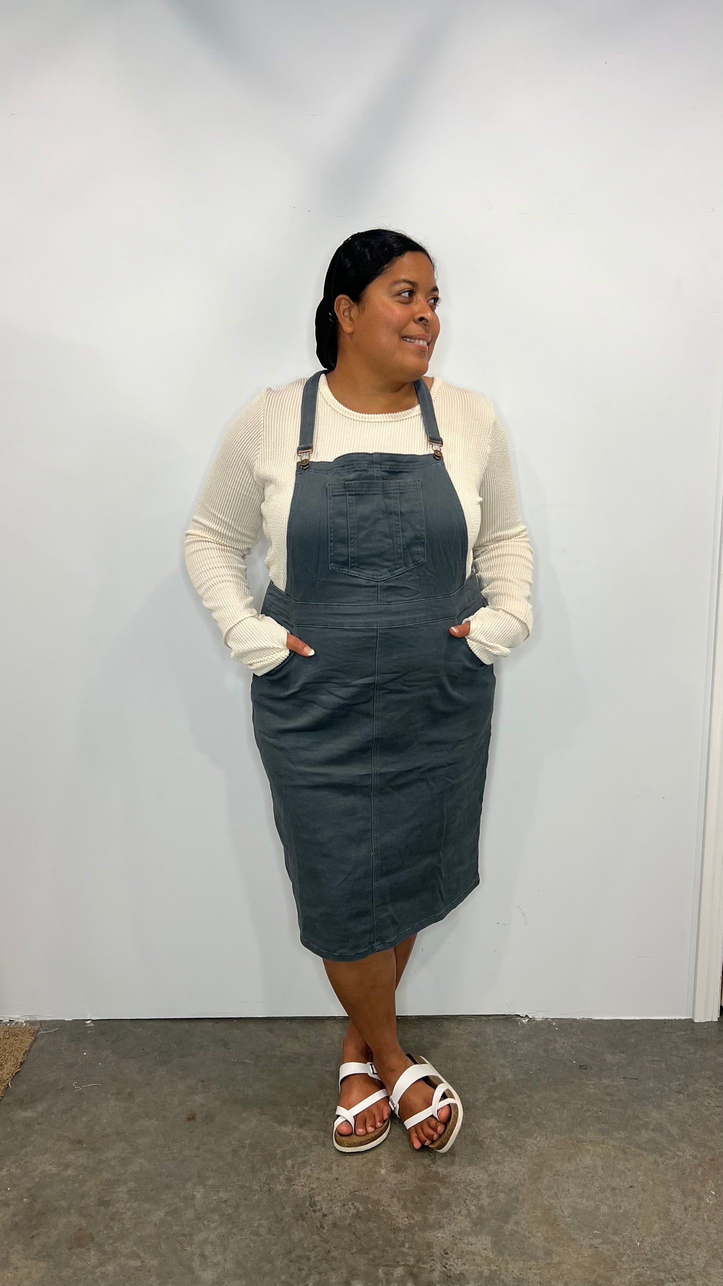 REAGAN DENIM OVERALL DRESS